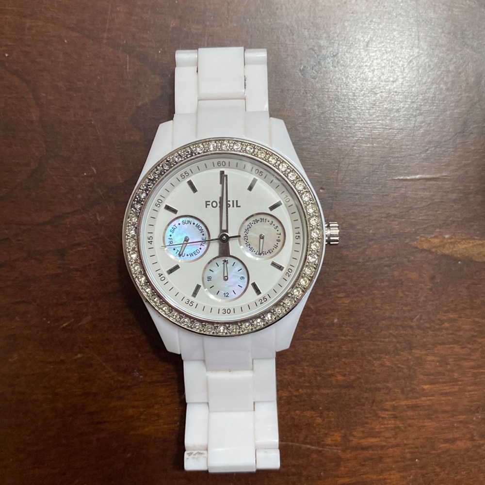 White Fossil Watch